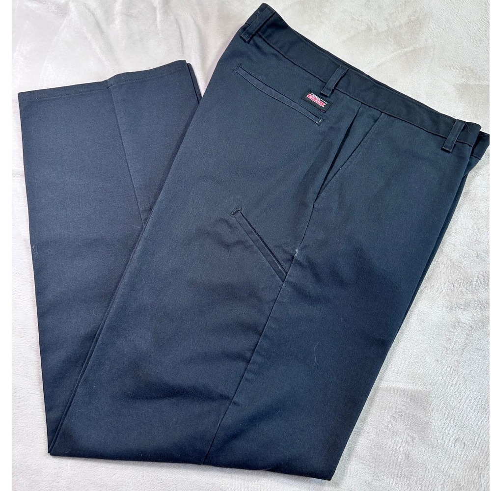 Dickies Mens Black Flat Front Straight Leg Twill Work Pants 36x31